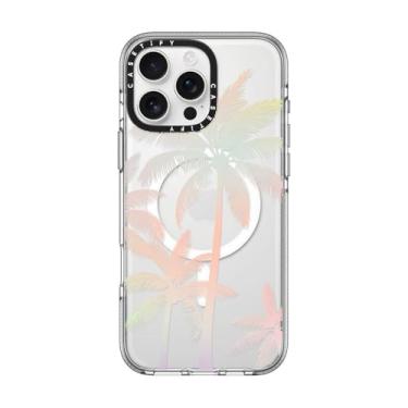 Imagem de CASETIFY Capa transparente para iPhone 16 Pro Max [não amarela/2 m. Proteção contra quedas de grau militar/compatível com Magsafe] - Palmeira tropical moderna - transparente