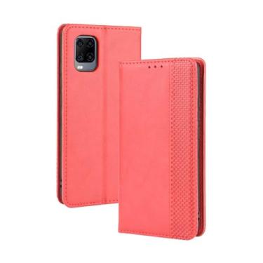 Imagem de Capa flip de couro para ZTE Axon 11 5G,Flip magnético retro,Caso de telefone de couro PU,Design de carteira com 3 slots de cartão e 1 clipe de dinheiro -Red