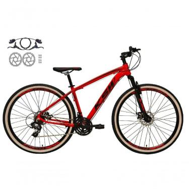 Imagem de Bicicleta Aro 29 Ksw Xlt 24v Freios Disco Hidráulicos Garfo Suspensão Pneu Faixa - Vermelho Tam.21