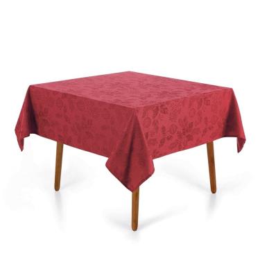Imagem de Toalha de Mesa Quadrada Jacquard Natal - Azevinho - 4 Lugares - Karsten