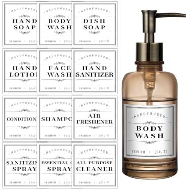 Imagem de Etiquetas de sabão à prova d'água para garrafas, 24 peças, minimalista, banheiro, organização, etiquetas removíveis, adesivos para sabonete, xampu, condicionador