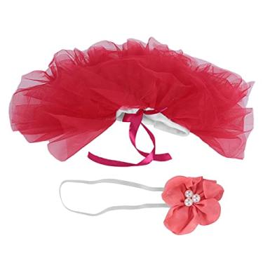 Imagem de CUOFYUNL Bebê Recém-nascido Meninas Foto Fotografia Prop Saia Vestido Tiara Acessórios Fotografia (Red)