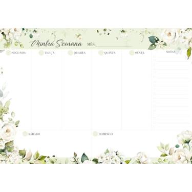 Imagem de Planner Semanal De Mesa 52 Folhas A4 Permanente Florais
