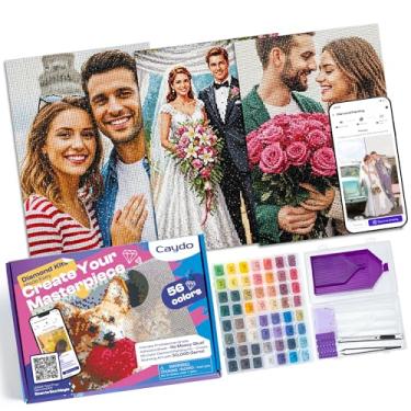 Imagem de Caydo Kits de pintura de diamante para adultos com aplicativo de design personalizado - Converta fotos em modelos personalizados em 5 minutos, inclui 3 telas A3, 30.000 peças de diamantes de 2,88 mm