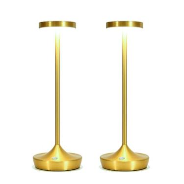 Imagem de YHT Luminária De Mesa Sem Fio Recarregável, Lâmpada De Mesa Led Com Bateria De 6000 Mah, Portátil, À Prova D'Água, Com 3 Cores, Regulável Por Toque, Para Áreas Externas, Para Jantar/Pátio/Restauran