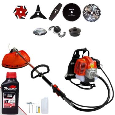 Imagem de Roçadeira Costal Terra GRC430 43cc 1,7HP Com Carretel + Lâminas 2 Pontas, 3 Pontas, 6 Pontas, 40 Dentes, 80 Dentes, Trimmer e Escova + ÓLEO TOYAMA 2T