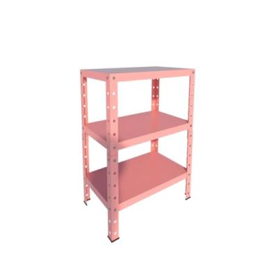 Imagem de Estante Prateleira Armário Aço Pequena para até 45kg Coloridas Multiuso 3 Bandejas 65cm altura x 30cm profundidade x 45cm largura (Rosa)