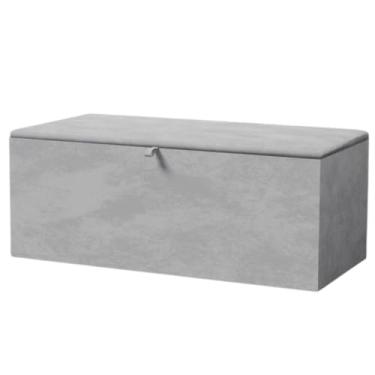 Imagem de Baú Organizador Estofado com Assento 90x40x42 cm – MDF 15mm, Revestimento em Suede, Suporta até 200kg(Espessura da espuma:8 Cm,Tampa Lisa Cinza)