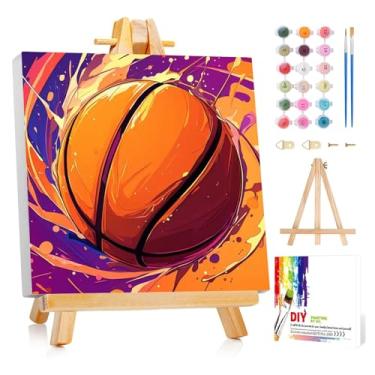 Imagem de Reivworl Kit de pintura por números para crianças com moldura e cavalete, tinta de basquete por número para crianças de 6 a 8 a 12 anos, pintura por números para presentes e decoração de casa (20 x 20