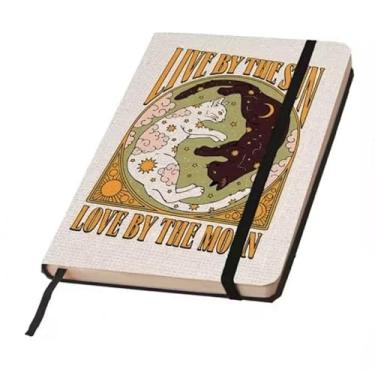 Imagem de Caderno Sketchbook A5 capa dura caderno de desenho TEMA GATOS, Ideal para Criatividade e Anotações Diárias(GATO DO SOl,COM PAUTA PARA ESCREVER)