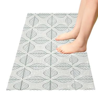 Imagem de TSENQUE Tapete de cozinha floral bege gráfico tapete de banho grande tapete de porta frontal absorvente tapete de banho antiderrapante para decoração de cozinha doméstica, 99 cm x 51 cm