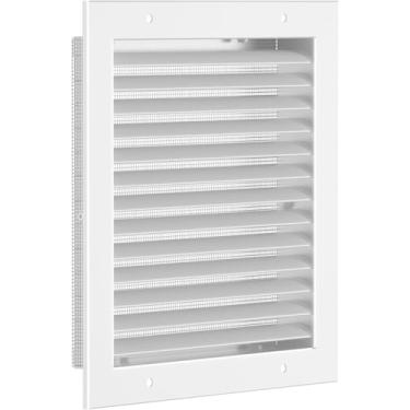 Imagem de Hon&Guan 26,6 cm L X 26,6 cm A Alumínio Cobertura de saída de ar ao ar livre, Alarme à prova de intempéries, Chuva e Grade de ventilação de parede à prova d'água HVAC com tela – Dimensões externas 29,8 cm x 29,2 cm A