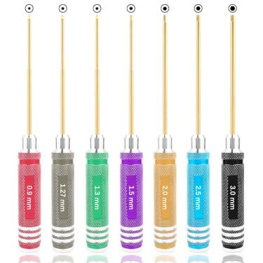 Imagem de GDOOL 7 chaves de fenda sextavadas 0,9 mm, 1,27 mm, 1,3 mm, 1,5 mm, 2,0 mm, 2,5 mm, 3,0 mm, ferramentas de reparo de controle remoto para traxxas RC carro, drone, helicóptero, Arrma Axial Losi Redcat