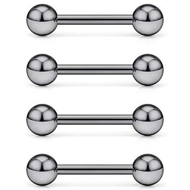 Imagem de Dyknasz 4 peças grau 23 titânio roscado externamente protetor de mamilo barra anel piercing corporal joias para mulheres homens 14G 16G, Metal