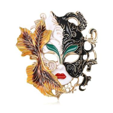 Imagem de coadipress Broche de máscara vintage para mulheres e homens broches de corsage esmaltados coloridos para carnaval carnaval vestido de casamento acessórios, Middle, Liga de aço, Sem Pedra Preciosa