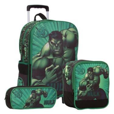 Imagem de Bolsa Escolar Menino Rodinha Vingadores Hulk Resistente - TOYS 2U
