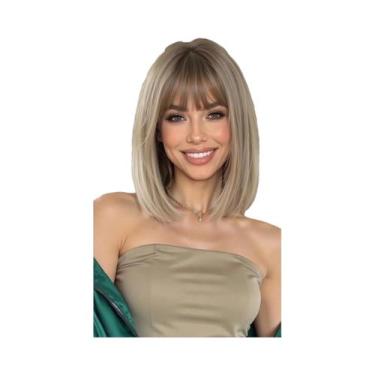 Imagem de Peruca Curta Lisa Vermelha Borgonha Para Mulheres, Peruca Sintética Re