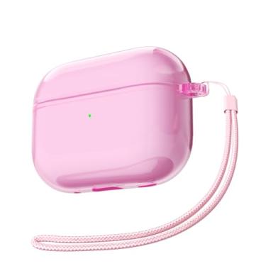 Imagem de Svanove Capa transparente para Airpods Pro 2 com alça, linda capa de plástico rígido transparente para Airpods Pro 1ª geração com corda, capas protetoras femininas Y2K TPU para mulheres e homens, rosa