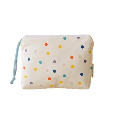 Imagem de Mini bolsa de moedas com zíper – linda bolsa de armazenamento floral xadrez azul de bolinhas para batons, fones de ouvido, cartões e pequenos itens essenciais, Branco, Tendência