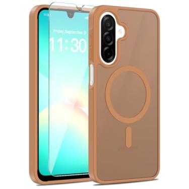 Imagem de Muntinfe Capa magnética para Samsung Galaxy A16 5G, com [protetor de tela de vidro temperado][compatível com MagSafe] [à prova de choque de grau militar] Capa fina translúcida fosca para celular A16