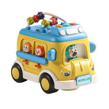 Imagem de Brinquedo de ônibus escolar elétrico amarelo com função de canto para crianças