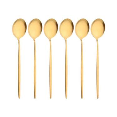 Imagem de Conjunto De Talheres De Aço Inoxidável Dourado Fosco Com 6 Peças: Faca