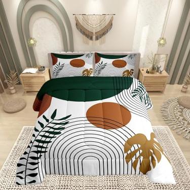 Imagem de Castle Fairy Conjunto de cama casal, boêmio, moderno, de meados do século, decoração de quarto de mulheres e meninas, conjunto de colcha de linhas minimalistas, 3 peças, enchimento de edredom com