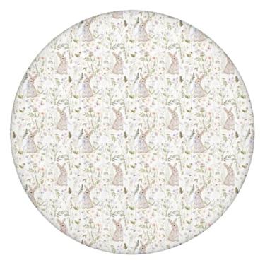 Imagem de BOOWEATS Toalha de mesa redonda de 127 cm de Páscoa, com bordas elásticas, à prova d'água, à prova de óleo, para mesa de pátio interno e externo, serve para mesas redondas de até 117 a 127 cm de