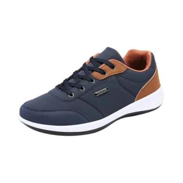 Imagem de Tênis Esportivos Masculinos De Couro Respirável Antiderrapante Novos B