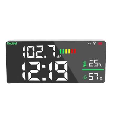 Imagem de Fabater Medidor de Nível de Som LED Grande de 11 Polegadas para Pendurar na Parede, Testador de Decibéis para Estúdio Doméstico Tempo de Fábrica, Temperatura, Umidade, Faixa de 30-130dB