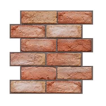 Imagem de Papel de Parede Autoadesivo Removível 3D Tijolo Vermelho à Prova Água e Umidade PVC Peel Stick para Sala Estar Banheiro Cozinha Contropano Escritório