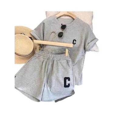 Imagem de Conjunto De Pijama Feminino De Verão Tamanho Grande 2 Peças Camiseta D