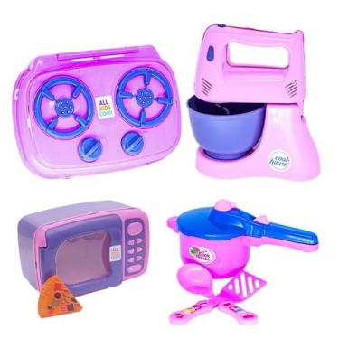 Imagem de Kit Eletro Menina Brinquedo Panela Batedeira Cozinha 07pç - CLICKCOMPR