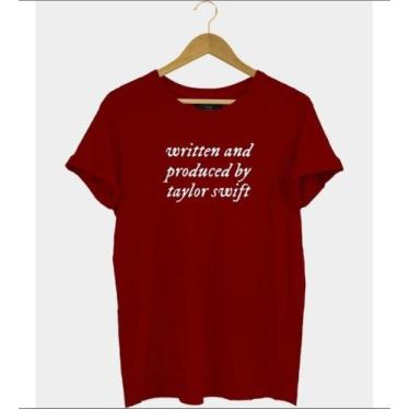 Imagem de Camiseta Feminina Baby Look Written And Produced Taylor Swift, Vinho, 