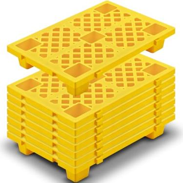 Imagem de Singhoow 8 peças de paletes de plástico para armazenamento no porão, paletes de piso leves à prova d'água com grade respirável para armazém de supermercado interno e externo (23,6 x 15,8 x 3,9