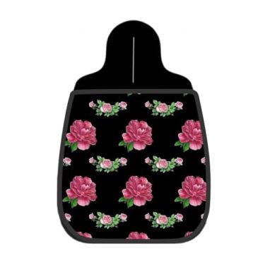 Imagem de Lixeira De Carro Organizador Lixinhocar Peônias Rosas Fundo Preto
