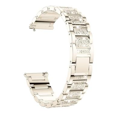 Imagem de Pulseira feminina de strass brilhante, 20 mm/22 mm pulseira moderna de aço inoxidável brilhante (Starlight, 20 mm)