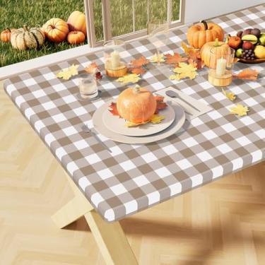 Imagem de misaya Toalha de mesa Buffalo para 8 mesas de comida, cáqui e branca, 76 cm x 243 cm