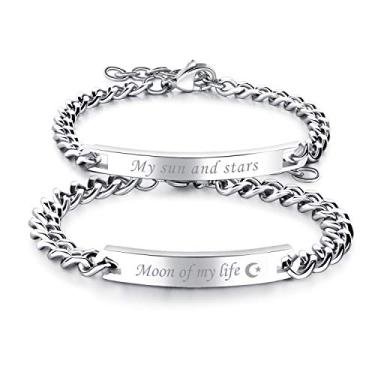 Imagem de OIDEA Conjuntos de joias His Queen Her King, pulseiras, colares com pingente de anel para casais, presentes de Dia dos Namorados