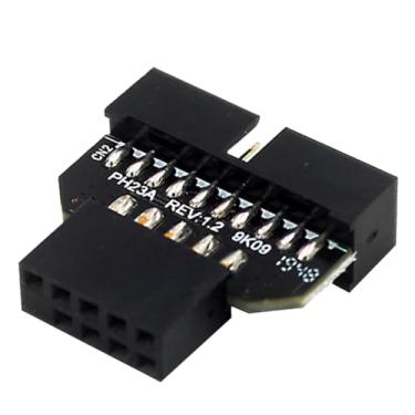 Imagem de WLGQ Adaptador USB 2.0 9PIN fêmea para macho de 19 pinos, preto, conversor de conector de computador para conector de placa-mãe