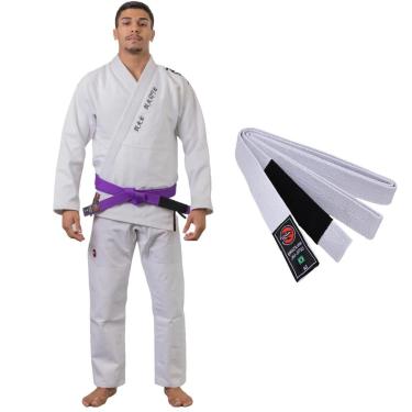 Imagem de Kimono Jiu Jitsu Naja Hanzo Branco Trançado E Reforçado 450g com Faixa BJJ Adulto-Unissex