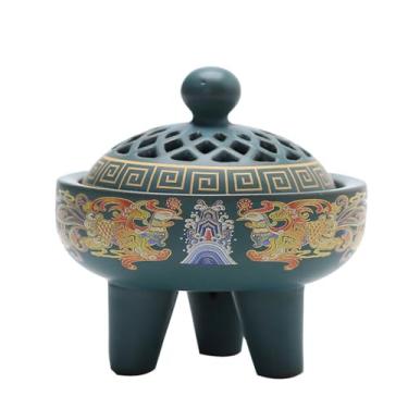 Imagem de Queimador de incenso de refluxo para casa criativo, queimador de incenso de cerâmica com três pernas decorativo para queimador de incenso