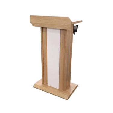 Imagem de ZDJZMGZ Suporte de pódio de madeira com prateleira de armazenamento, púlpito móvel com ampla superfície de leitura, para escola, escritório, casamento,