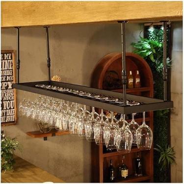 Imagem de HHHJQFAAT Suporte de cálice doméstico de cabeça para baixo, rack de vinho para bar suspenso, suporte de copo de vinho europeu/marrom/80 x 35 cm (preto 60 x 35 cm)