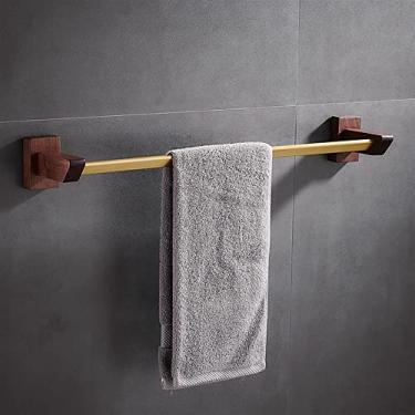 Imagem de Conjunto de ferragens de banheiro toalheiro de madeira, conjunto de acessórios de banheiro, toalheiros, gancho de roupão, suporte de papel higiênico, suporte de toalha barra de toalha montada na