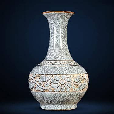 Imagem de SGeneE Chinoiserie Vasos de porcelana rachados no gelo de cerâmica pintada à mão fornos imperiais antigos vaso de porcelana azul e branco chinês base gratuita e certificado de coleção (H)