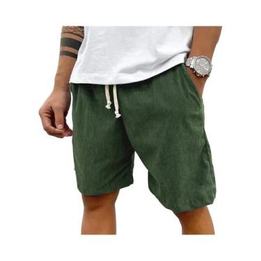 Imagem de Bermudas Casuais Masculinas De Veludo Cotelê Com Cintura Elástica Esti