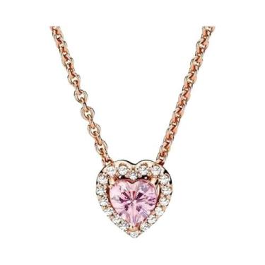 Imagem de Colar De Prata 925 Com Pingente De Coração Vermelho E Laço Colorido, J