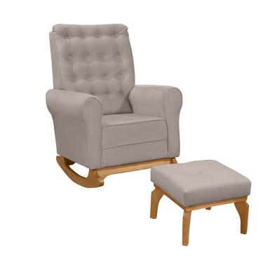 Imagem de Poltrona De Amamentação E Balanço Páris C/ Puff Veludo Marrom Claro