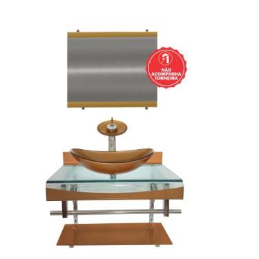 Imagem de Gabinete de Vidro 70cm para banheiro Holanda  - EKASA, Dourado Real